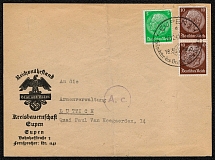 1940 Cover with illustrated corner card from the Reichsniihrstand (Reich Food Estate) Kreisbauernshaft Eupen