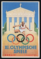 1936 'XI. Olympic Games Berlin August 1-16, 1936', Propaganda Postcard, Third Reich Nazi Germany