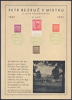 1937 (28 Sept) Brno, Czechoslovakia, '70 Years of Peter Bezruc', Souvenir Sheet (Cancellations)