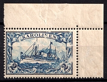 1900 2m Caroline Islands, German Colonies, Kaiser’s Yacht, Germany (Mi. 17, Corner Margins)