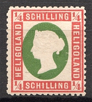 1873 Heligoland Germany 1/4 Sh (CV $35, Light Green, Signed)