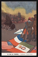 1914-18 'On the land-Apotheosis - Future Vision' WWI European Caricature Propaganda Postcard, Europe