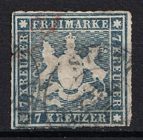 1868 7kr Wurttemberg, German States, Germany (Mi. 35, Canceled, CV $210)