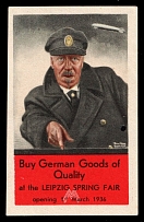 1936 'German Quality Goods' Zeppelin Hindenburg, Leipzig Spring Fair, Third Reich Propaganda, Stamp Label, Nazi Germany (English, Rare, MNH)