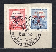 1942 Bohemia and Moravia, Germany Collection (3 Pages, First Day Canceled BUDWEIS)