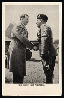 1937 'The Führer and Mussolini', Propaganda Postcard, Third Reich Nazi Germany