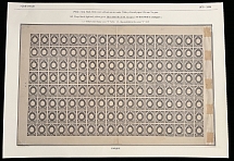 Wenden - 1893, plate proof of 2k in black for frame only, imperforate complete sheet of 144 (18x8), printed on white wove ungummed paper, folded once between 9th and 10th vertical rows, scotch tape mounts at right margin, stamps …