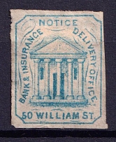1858 Hussey's Bank & Insurance Delivery Office, United States Locals & Carriers (Sc. #87L9, Genuine)
