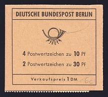1970 Booklet with stamps of West Berlin, Germany in Excellent Condition (Mi. MH 6c, CV $1,300)