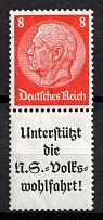 1936-37 8pf Third Reich, Germany, Se-tenant, Zusammendrucke (Mi. S 133, CV $30, MNH)