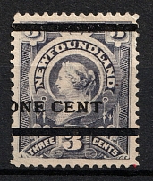 1897 1c on 3c Newfoundland, Canada (SG 81, CV $110)