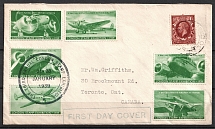 1939 3rd Annual London Stamp Exhibition, Great Britain - Canada, Stock of Cinderellas, Non-Postal Stamps, Labels, Advertising, Charity, Propaganda, First Day Cover ( Airmail)