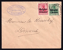1914-16 Belgium, German Occupation, Germany, Cover, Dinant - Hastiere (Mi. 2, 3)