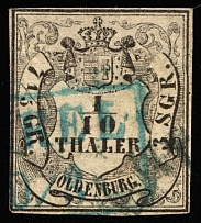 1852 7,2g Oldenburg, German States, Germany (Mi 4a, Canceled, CV $140)