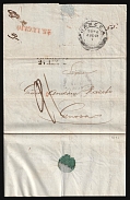 1832 (7 Jun) Russian Empire, Stampless Letter from Odessa to Genoa (Italy) (Red '25 Luglio' marking, CDS)