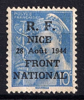 1944 10c Nice, Front National, France Liberation Local