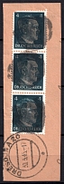 1945 4pf Dresden (Saxony), Soviet Russian Zone of Occupation, Germany Local Post, Strip (Canceled)