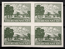 1943 Theresienstadt Ghetto, Bohemia and Moravia, Germany, Block of Four (Forgery, IMPERFORATE, MNH)