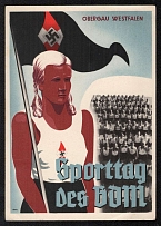 1937 Sport Day, Westphalia, Third Reich, Germany, Swastika, Rare Propaganda Postcard
