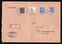 1946 (24 May) Spremberg, Registered Cover to Schwarzenberg franked with Allied Occupations Stamp, Germany Local Post (Mi. 10 A, 912, 926, 934, Zittau Postmark, CV $20)