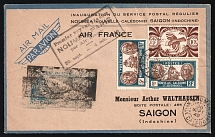 1949 New Caledonia, French Colonies, First Flight, Airmail cover, Noumea - Saigon