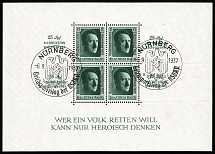 1937 Third Reich, Germany, Souvenir Sheet (Mi. Bl. 11, Special Cancellation NUREMBERG, CV $80)