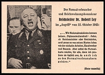 1943 (12 Oct) Robert Ley, Demoralization Leaflet, Postcard, Anti-Germany Propaganda (Mint)