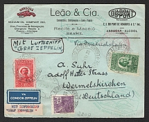 1933 (8 Jul) Brazil, Graf Zeppelin airship airmail cover from Pernambuco to Wermelskirchen, Flight to South America 'Recife - Sevilla - Friedrichshafen' (Sieger 223 A)
