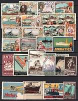 France Navy, Ships Military, Stock of Cinderellas, United States, Europe Non-Postal Stamps, Labels, Advertising, Charity, Propaganda, Full Sheets (#119A)