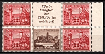 1939 Third Reich, Germany, Se-tenant, Zusammendrucke (Mi. W 143, W 147, Margin, CV $60, MNH)