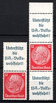 1937-39 Third Reich, Germany, Se-tenants, Zusammendrucke (Mi. S 155 - S 156, CV $40)