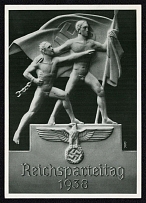 1938 (8 Sept) Congress of the Nazi Party, Third Reich, Germany, Swastika, Rare Postcard with Commemorative Nuremberg Postmark