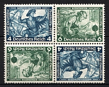 1933 Third Reich, Germany, Wagner, Se-tenant, Tete-beche, Zusammendrucke, Block of Four (Mi. SK 19, CV $180)