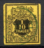 1851-55 Hanover Germany 1/10 Th (CV $90, Cancelled)