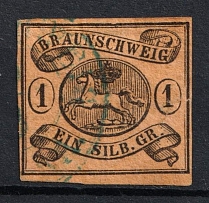 1853 1sgr Braunschweig, German States, Germany (Mi. 6 a, Used, CV $100)