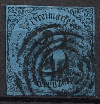 1856 3kr Thurn and Taxis, German States, Germany (Mi. 8, Canceled, CV $50)