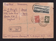 1935 (14 Dec) USSR, Russia, Registered cover from Moscow to London (United Kingdom), total franked 1.35 Rub