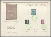 1937 (29 Sept) Czechoslovakia, 'Petr Bezruc', Souvenir Sheet (Cancellations)