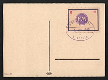 1945 (4 Nov) 6pf Fredersdorf (Berlin), Germany Local Post, Postcard (Mi. Sp 175, Canceled, CV $230)