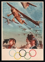 1936 'The Reich Air Sports Guide, Berlin', Propaganda Postcard, Third Reich Nazi Germany