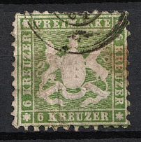 1862 6kr Wurttemberg, German States, Germany (Mi. 23, Used, CV $260)