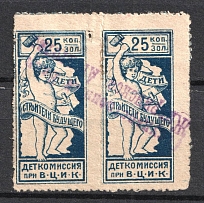 25k Childrens Сommission at the `ВЦИК`, Russia, Pair (Readable Postmark)