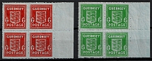 1942 Guernsey, German Occupation, Germany, Blocks of Four (Mi. 4 - 5, Margins, Full Set, CV $470, MNH)