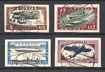 1933 Latvia Airmail (Imperforated, CV $420, Full Set, Canceled)
