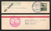 1936 (23 Sep) Germany, Hindenburg airship airmail cover from Frankfurt to Rotterdam, Flight to North America 'Frankfurt - Lakehurst - Frankfurt' (Sieger 437 C, CV $120)
