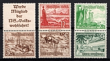 1937 Third Reich, Germany, Se-tenants, Tete-beches, Zusammendrucke (Mi. S 244, SK 31, SK 32, CV $30)