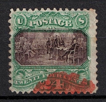 1869 24c The Declaration of Independence, United States, USA (Scott 120, Green and Violet, Red Cancellation, CV $1,100)