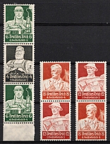 1934 Third Reich, Germany, Se-tenant, Zusammendrucke (Mi. S 222, S 227, S 229, CV $40)