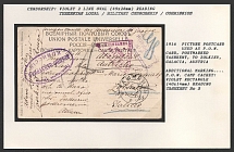 1916 Picture Postcard used as P.O.W. Card, postmarked Tashkent, to Zolkiev, Galicia, Austria. TASHKENT Censorship: violet 2 line oval (49 x 28 mm) reading