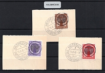 1945 HALSBRUCKE Local Issue 3pf - 12pf on pieces, Germany, Official Stamps (Canceled)